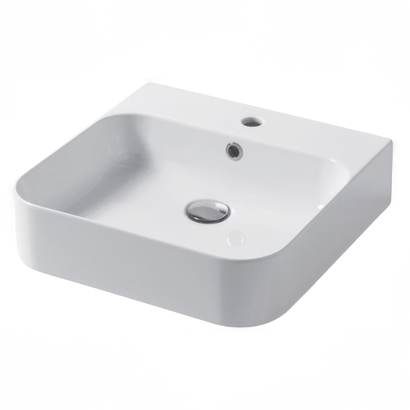 Disegno Ceramica Lavabo Appoggio e Parete Serie Slim 48x48 senza Foro Rubinetto