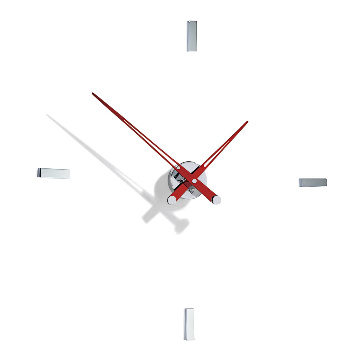 Tacon - orologio da parete 4 Indicatori cromati, lancette di acciaio rosso