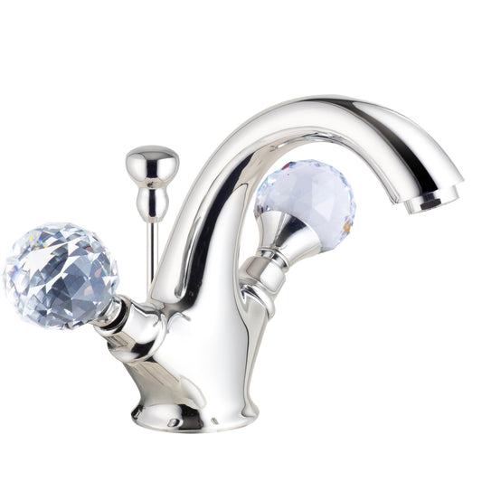 Demm Gruppo monoforo lavabo con scarico automatico Pomelli gemme Swarovski originali.