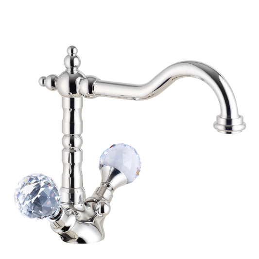 Demm Gruppo monoforo lavabo con scarico automatico. Pomelli gemme Swarovski originali.