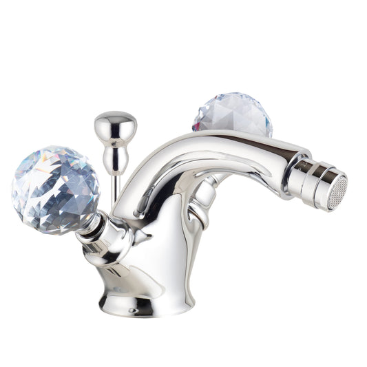 Demm Gruppo monoforo Bidet con scarico automatico. Pomelli gemme Swarovski originali.