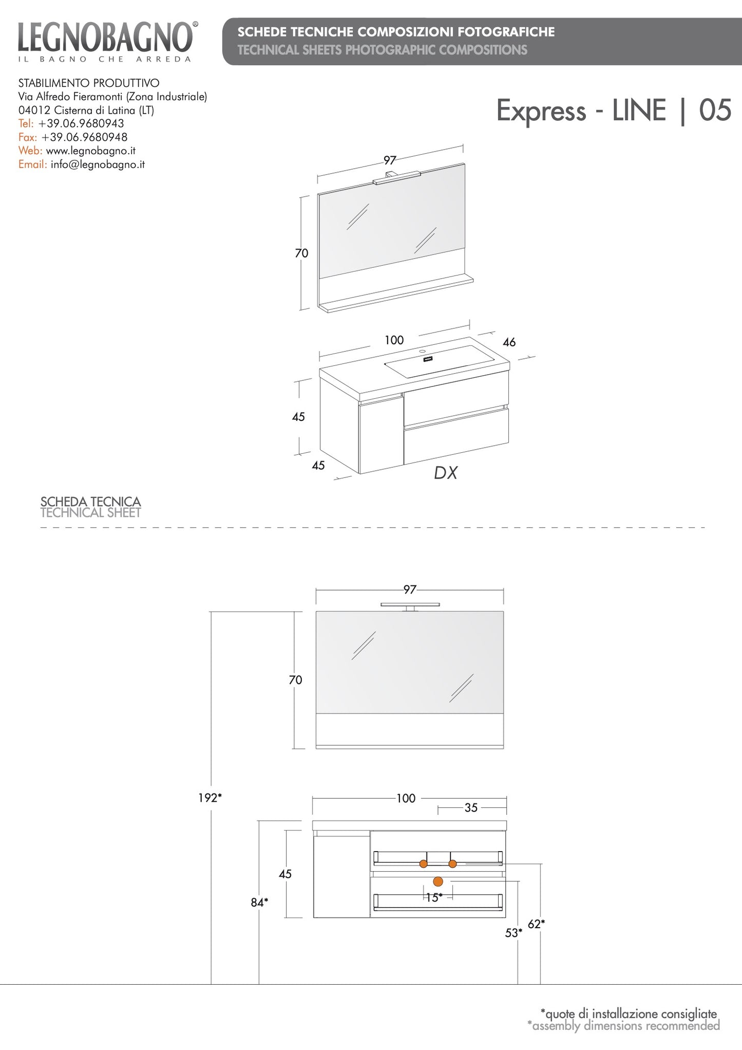 Legnobagno Line 05 Scheda Tecnica