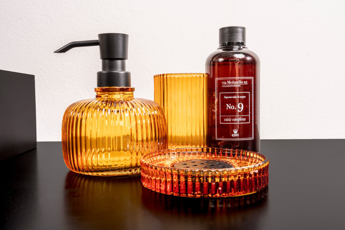 Set accessori da bagno Jubilee in vetro veneziano.