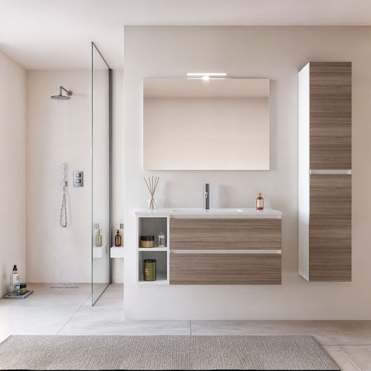 Legnobagno Cubik 01, Composizione mobili Express Cubik01 in finitura olmo terra