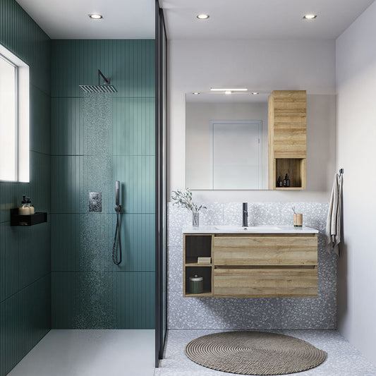 Composizione mobili Express Cubik04 in finitura rovere riviera