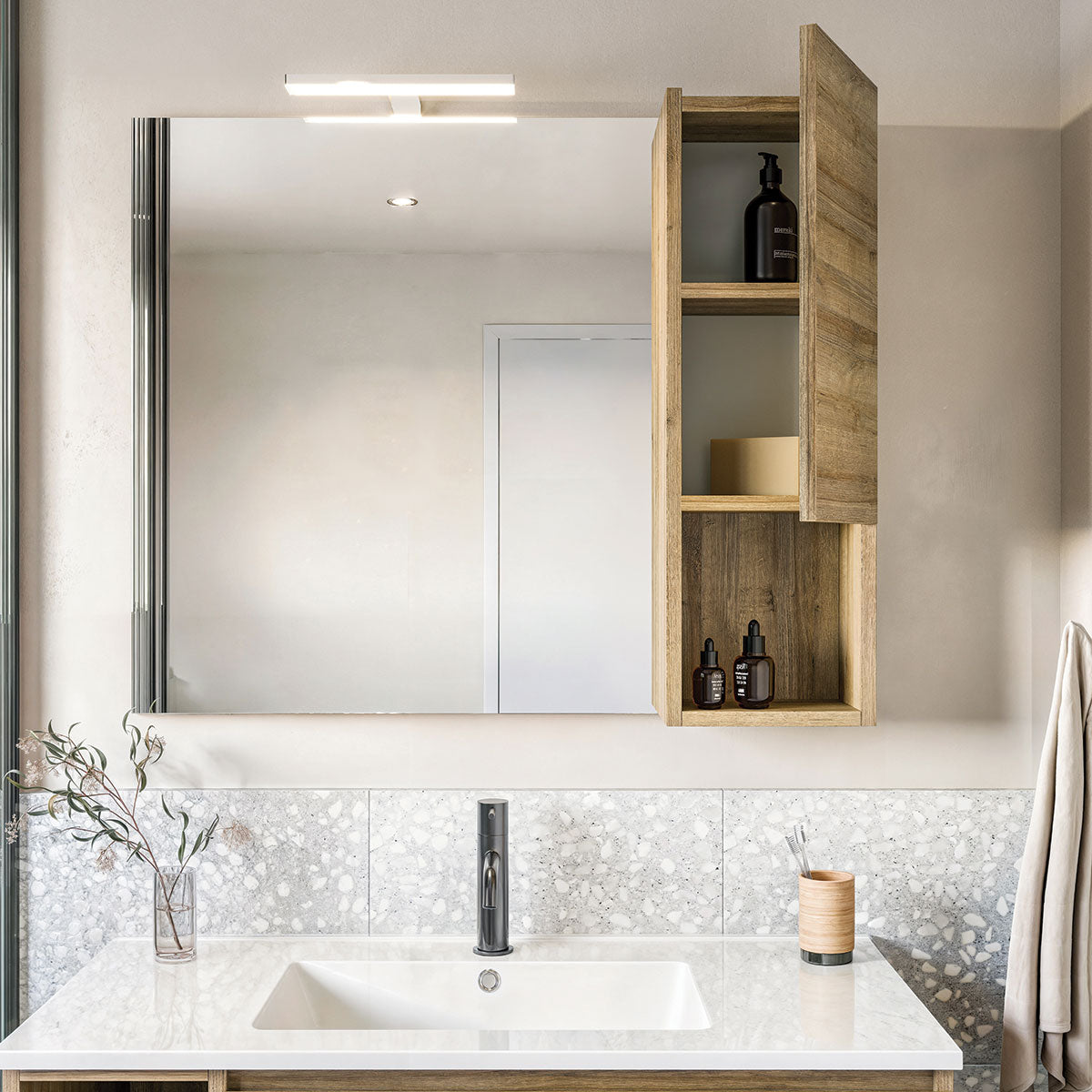 Composizione mobili Express Cubik04 in finitura rovere riviera