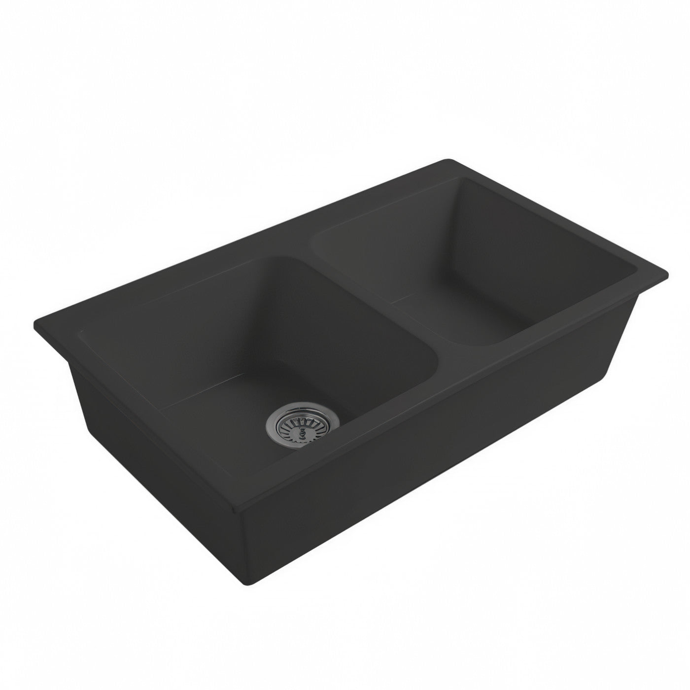 Disegno Ceramica Lavello Pot Sopra e Sottopiano Doppia Vasca da 33" senza Foro
