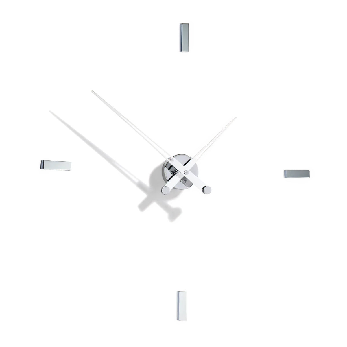 Tacon I - Orologio da parete con 4 Indicatori cromati, Lancette di acciaio bianco