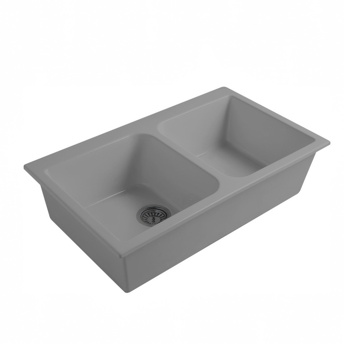 Disegno Ceramica Lavello Pot Sopra e Sottopiano Doppia Vasca da 33" senza Foro