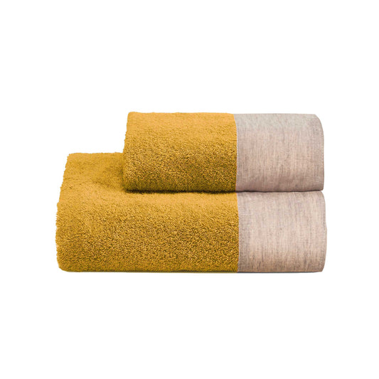 Biancoperla Eko Lino Washed Set Asciugamano Viso + Ospite